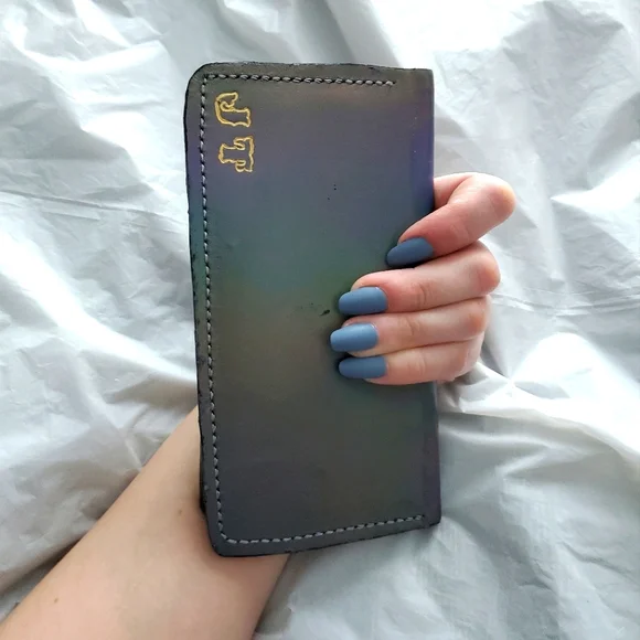 JT Leather | Bags | Jt Handmade Holographic Bifold Wallet Cash And Card  Holder Rainbow Wallet | Poshmark